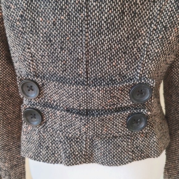 CAbi Tweed Moto Jacket Size 8 Wool Blend #638 Lined Zipper Pockets One Button - Picture 10 of 16